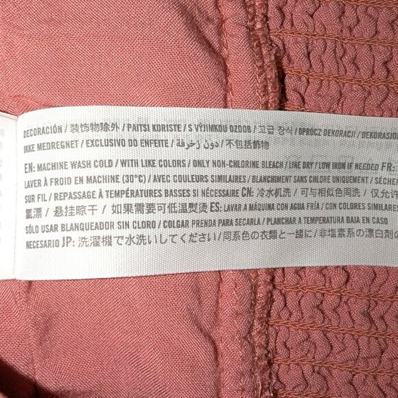 Abercrombie | Linen Blend Coral Pink Crop Top Cami w/ Smocked Back | Large - Picture 6 of 8